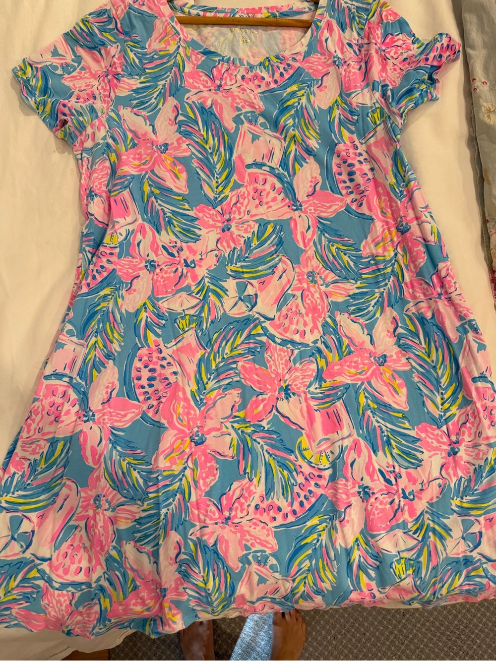 Lilly Pulitzer Pink & Blue Tropical Floral Swing Dress